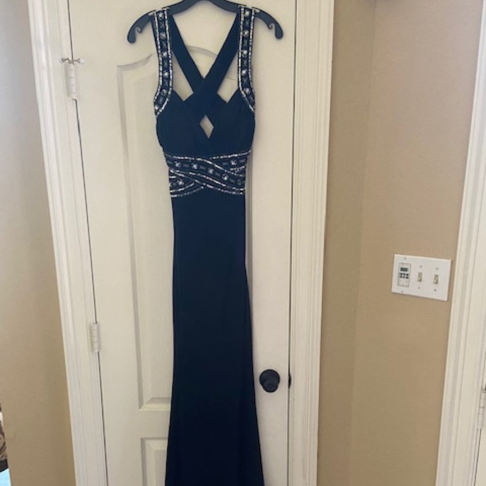 Adriana Pappel Black Beaded Gown, Size 9